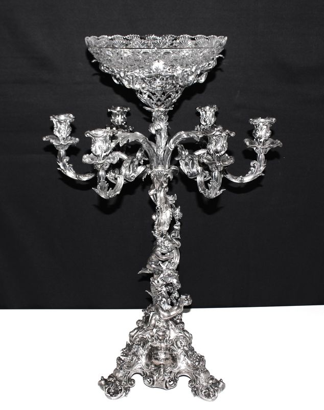 Antique English Monumental Very Fine Silver-Plate Epergne, 19th Century