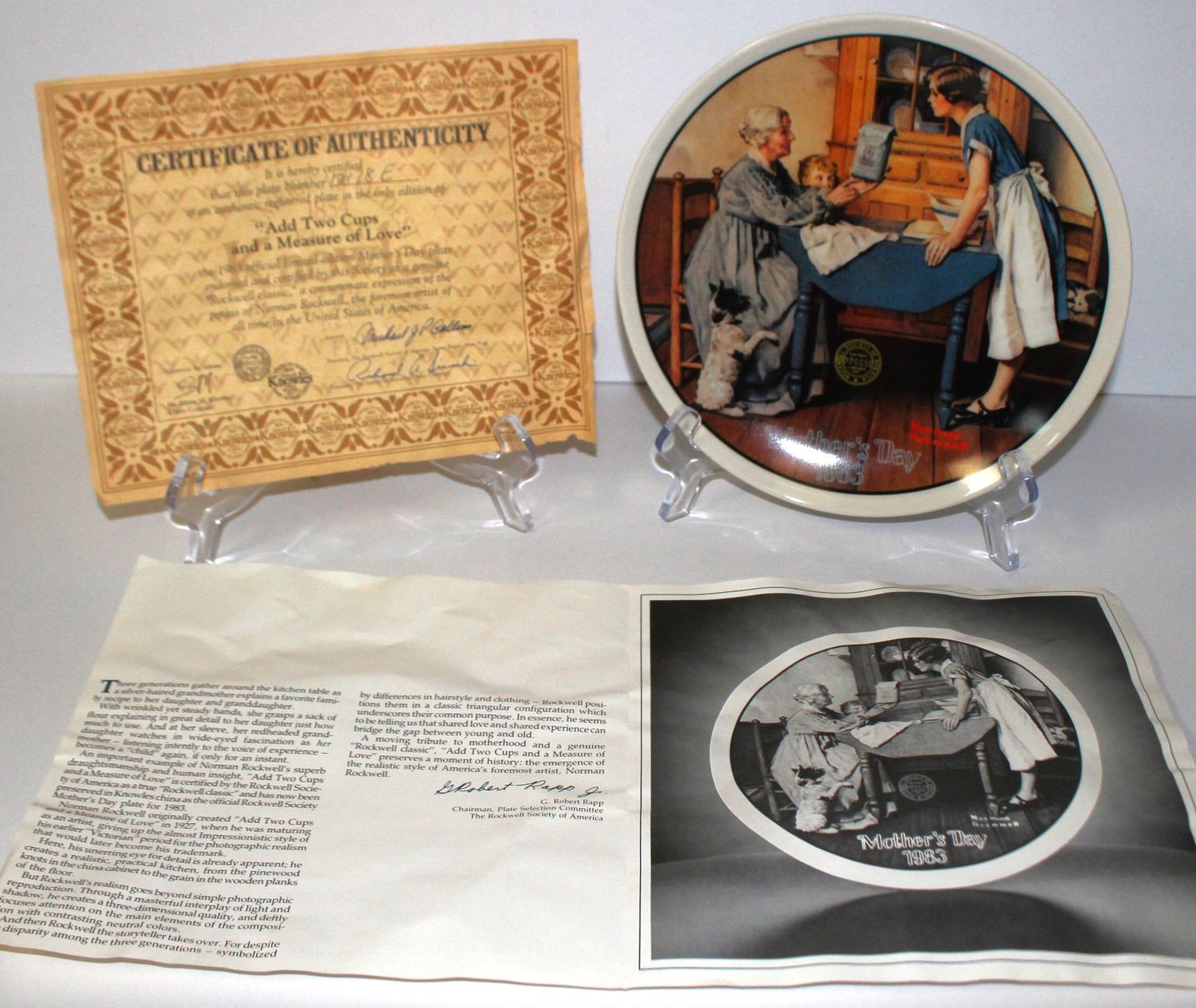 Rockwell “ADD TWO CUPS &amp; A MEASURE OF LOVE” 1983 Mother’s Day Collector Plate