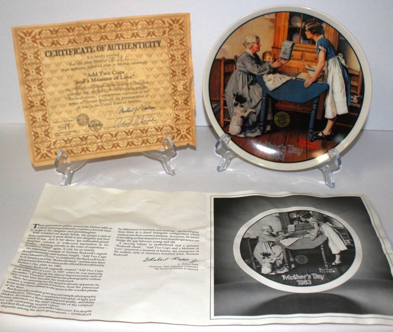 Rockwell “ADD TWO CUPS &amp; A MEASURE OF LOVE” 1983 Mother’s Day Collector Plate