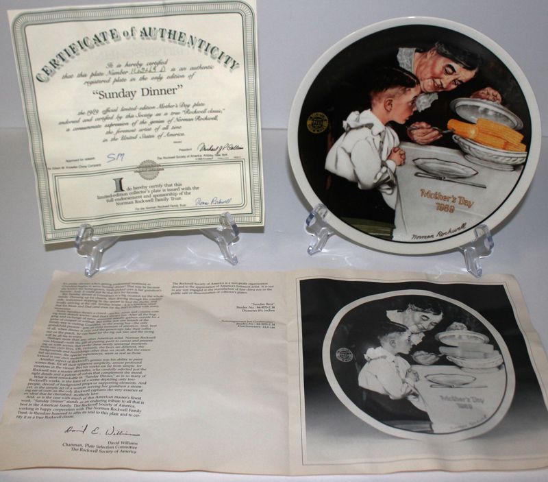 Norman Rockwell “SUNDAY DINNER” 1989 Mother’s Day Collector Plate