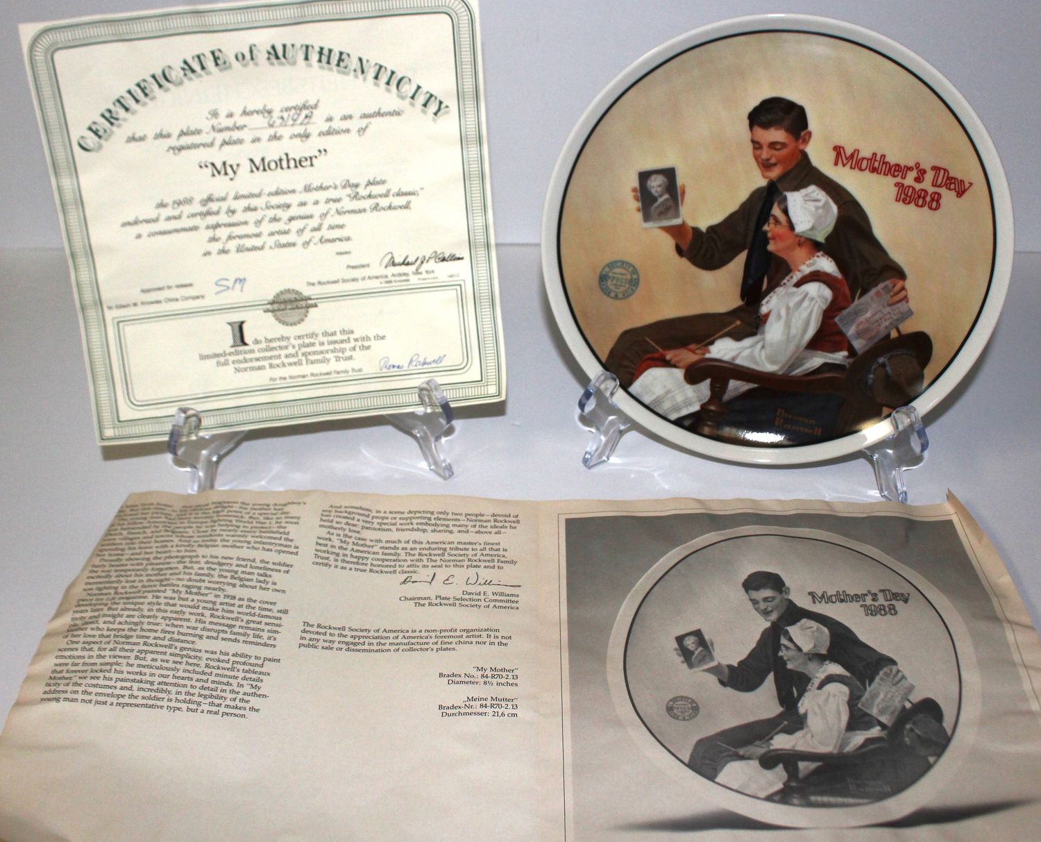 Norman Rockwell “MY MOTHER” 1988 Mother’s Day Collector Plate