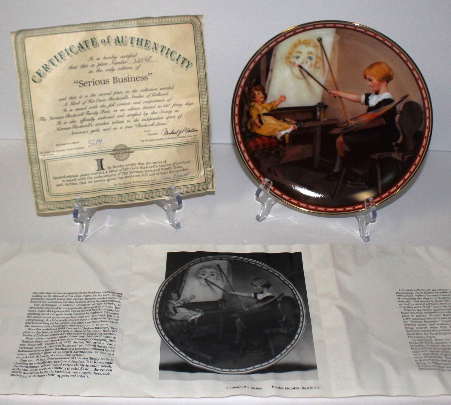 Norman Rockwell “SERIOUS BUSINESS” 1987 Mind of Her Own Collector Plate with COA