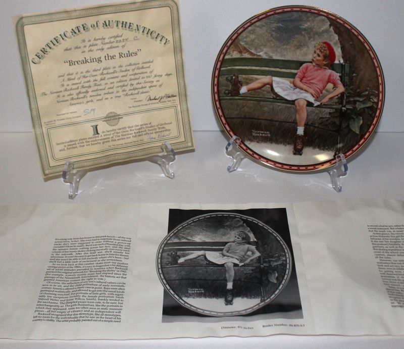 Norman Rockwell “BREAKING THE RULES” 1987 Mind of Her Own Collector Plate w/ COA