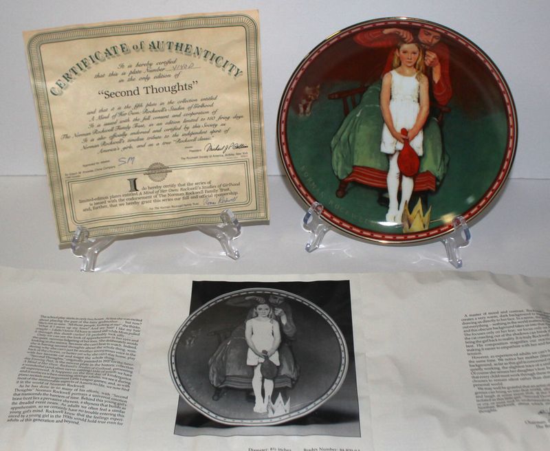 Norman Rockwell “SECOND THOUGHTS” 1987 Mind of Her Own Collector Plate with COA