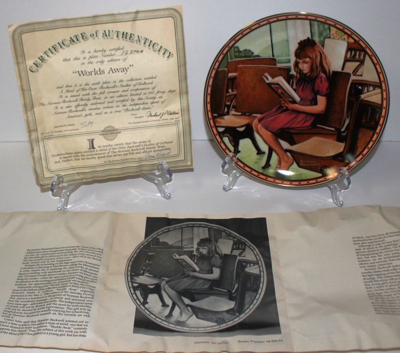 Norman Rockwell “WORLDS AWAY” 1988 Mind of Her Own Collector Plate with COA