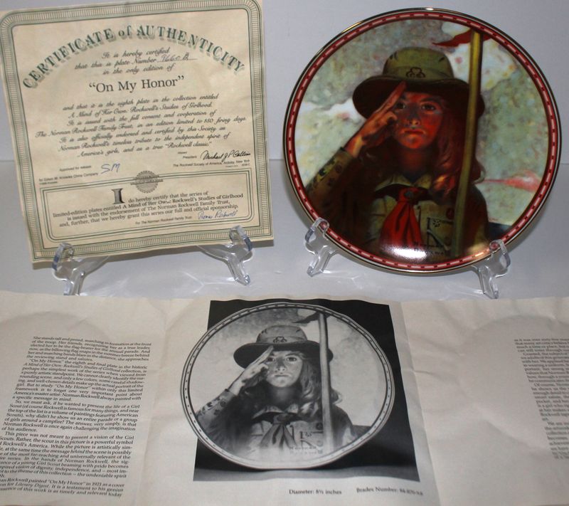 Norman Rockwell “ON MY HONOR” 1988 Mind of Her Own Collector Plate with COA