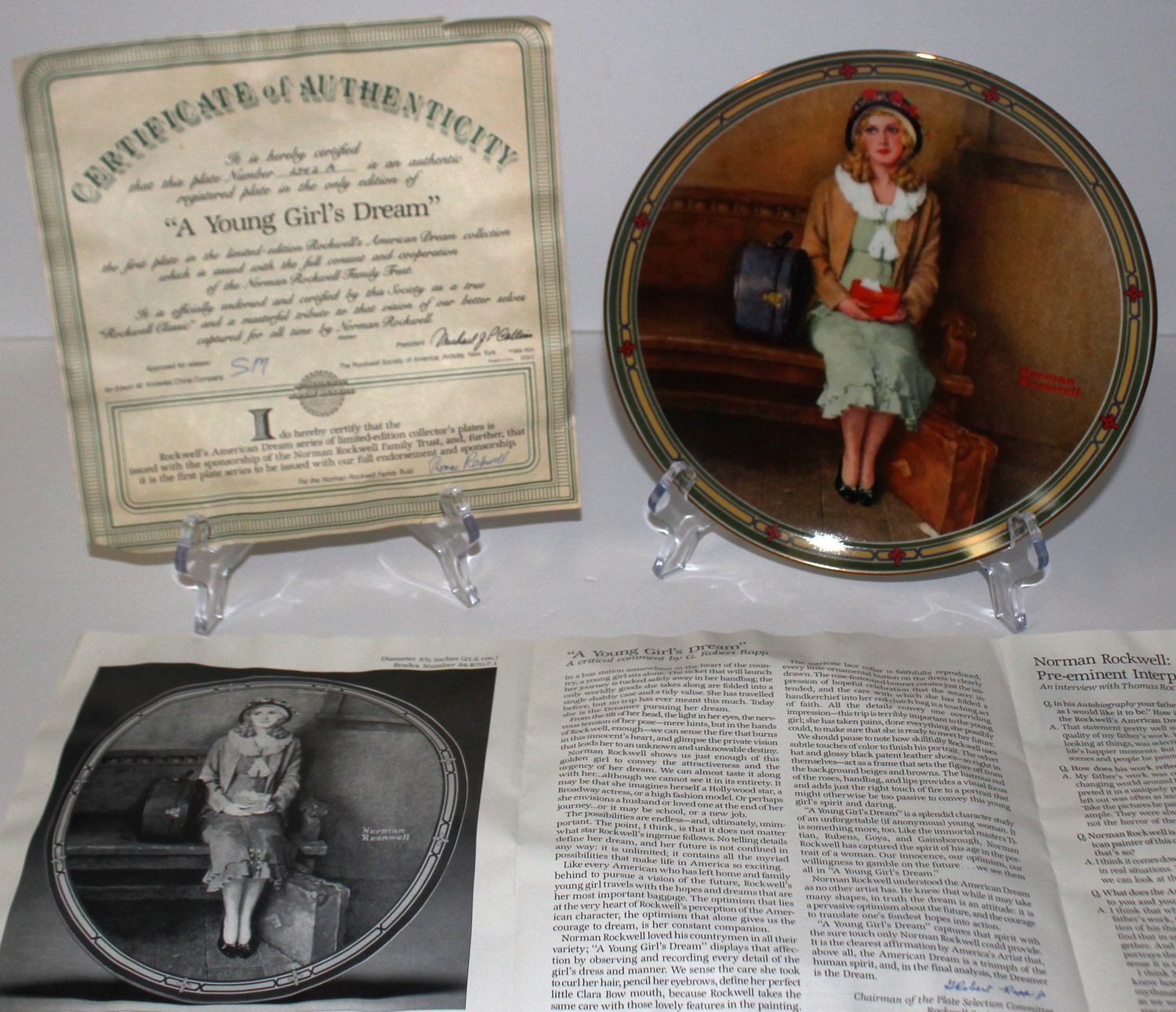 Norman Rockwell&#39;s American Dream “A YOUNG GIRLS DREAM” 1985 Collector Plate