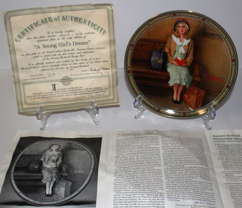 Norman Rockwell&#39;s American Dream “A YOUNG GIRLS DREAM” 1985 Collector Plate