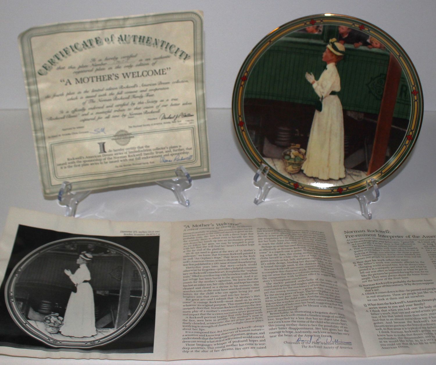 Norman Rockwell&#39;s American Dream “A MOTHER&#39;S WELCOME” 1986 Collector Plate w/COA