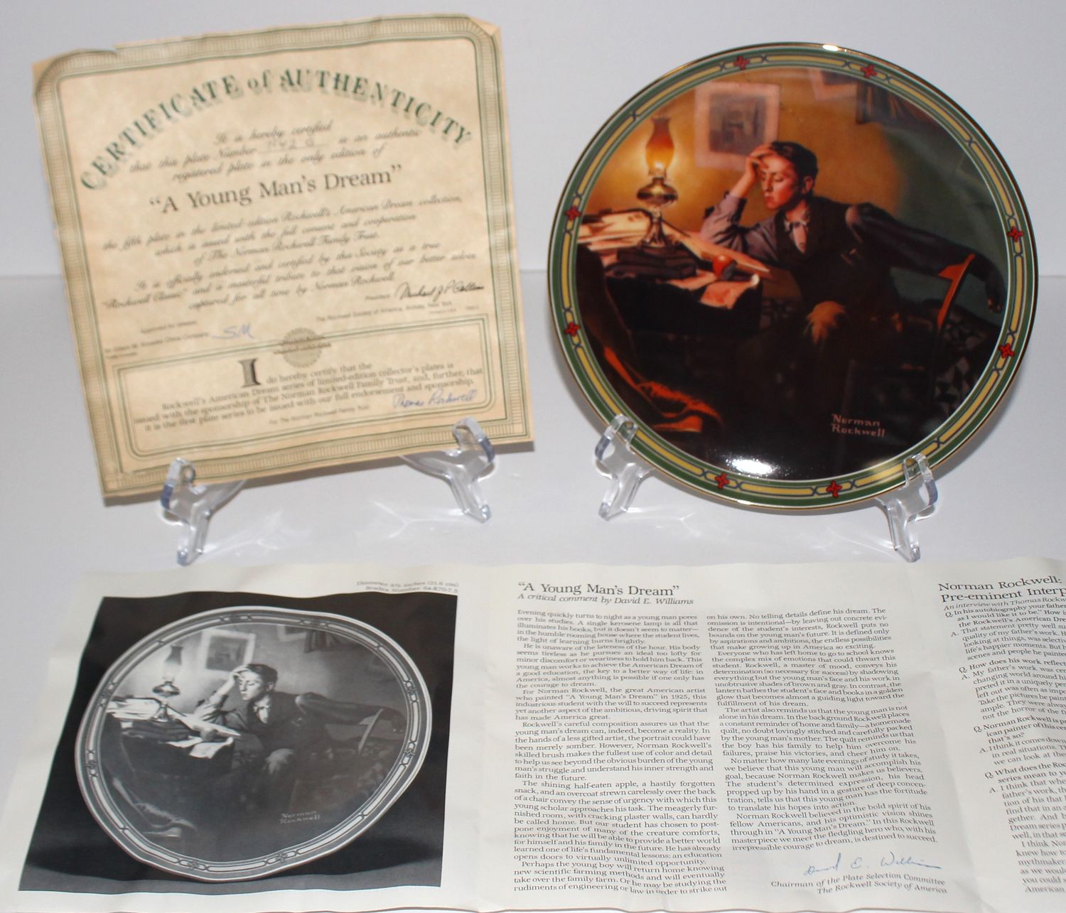 Norman Rockwell&#39;s American Dream “A YOUNG MAN&#39;S DREAM” 1986 Collector Plate, COA