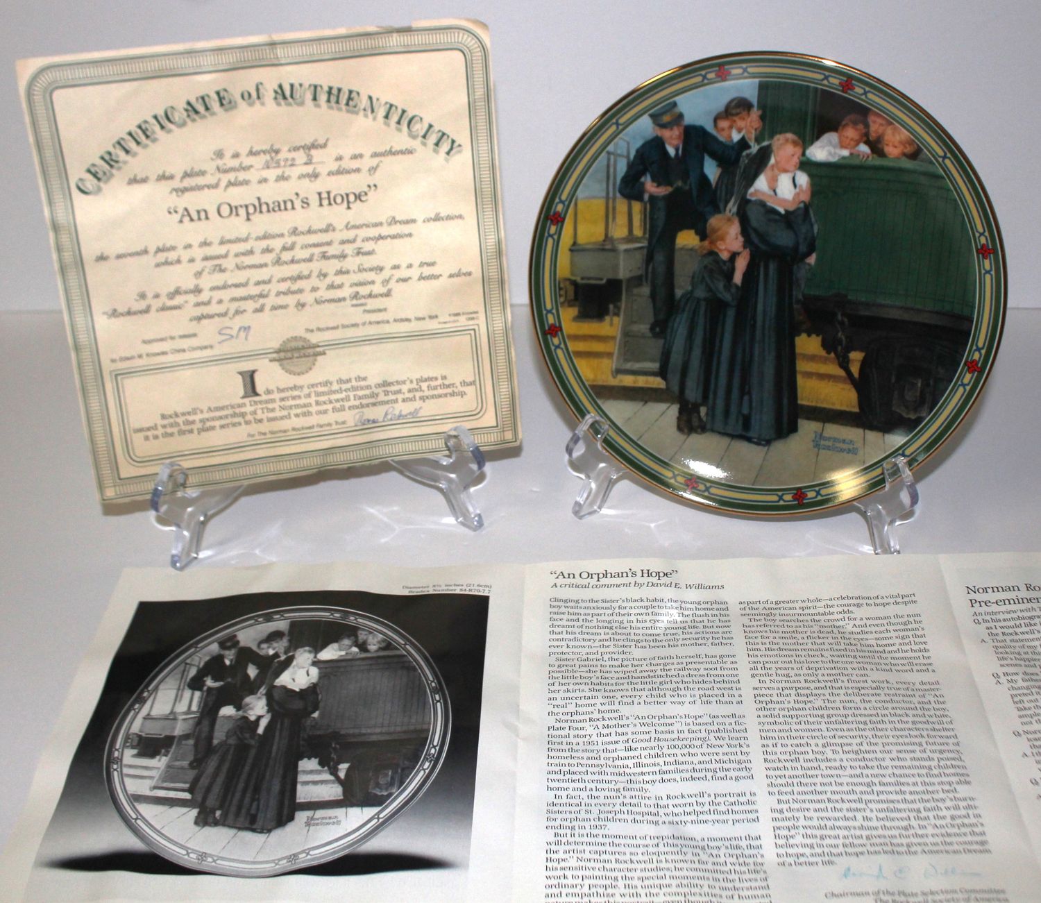 Norman Rockwell&#39;s American Dream “AN ORPHAN&#39;S HOPE” 1987 Collector Plate w/ COA