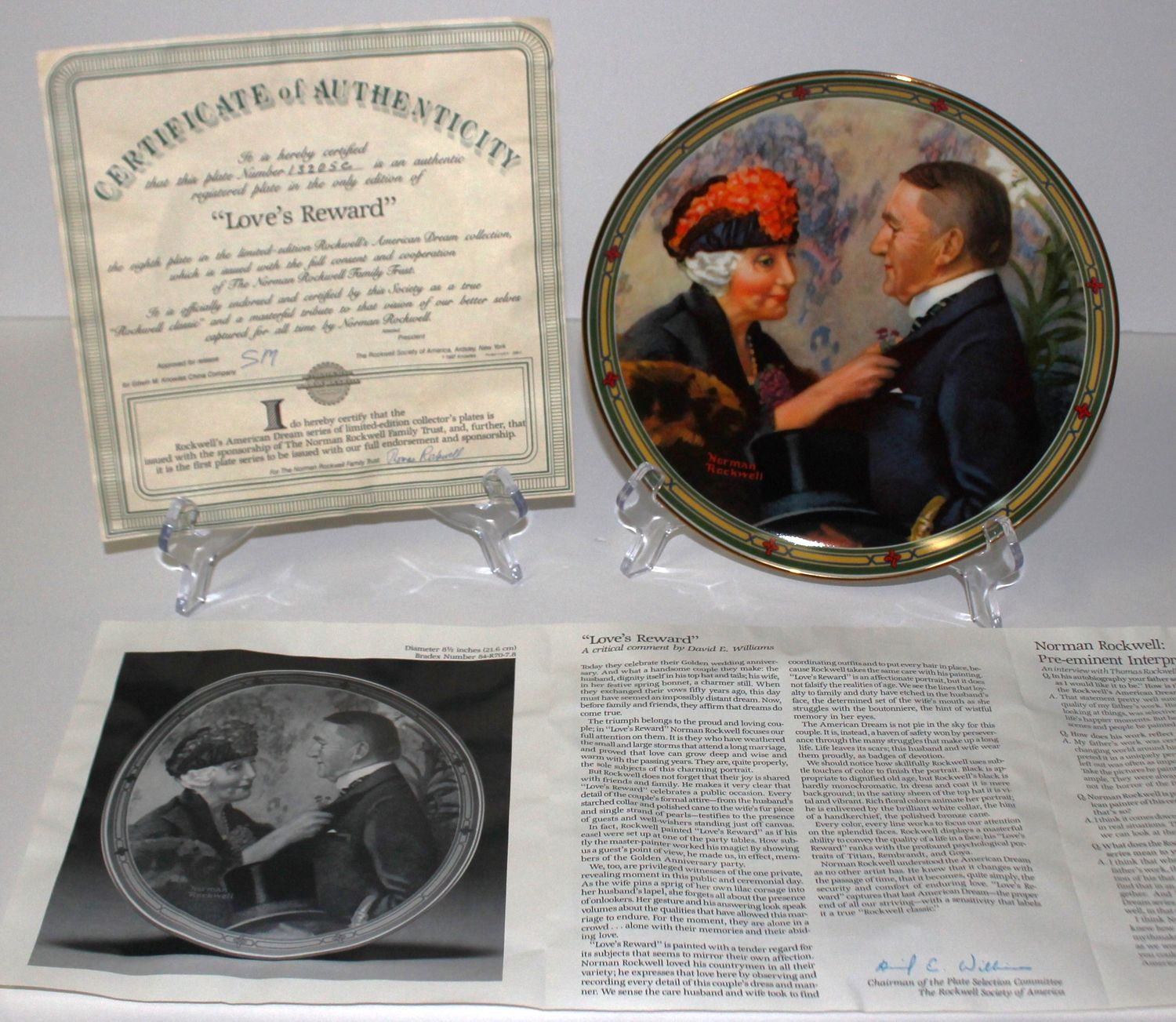 Norman Rockwell&#39;s American Dream “LOVE&#39;S REWARD” 1987 Collector Plate with COA