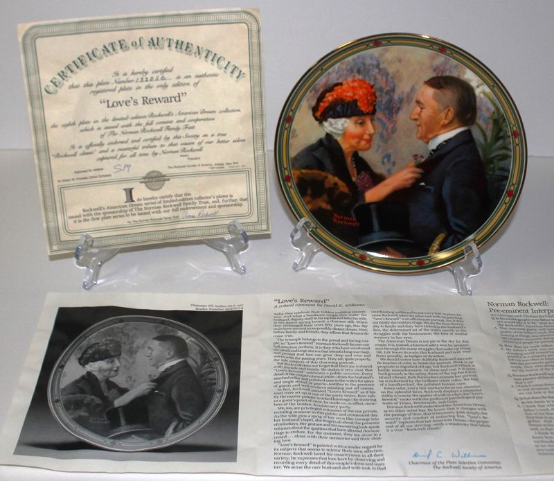 Norman Rockwell&#39;s American Dream “LOVE&#39;S REWARD” 1987 Collector Plate with COA