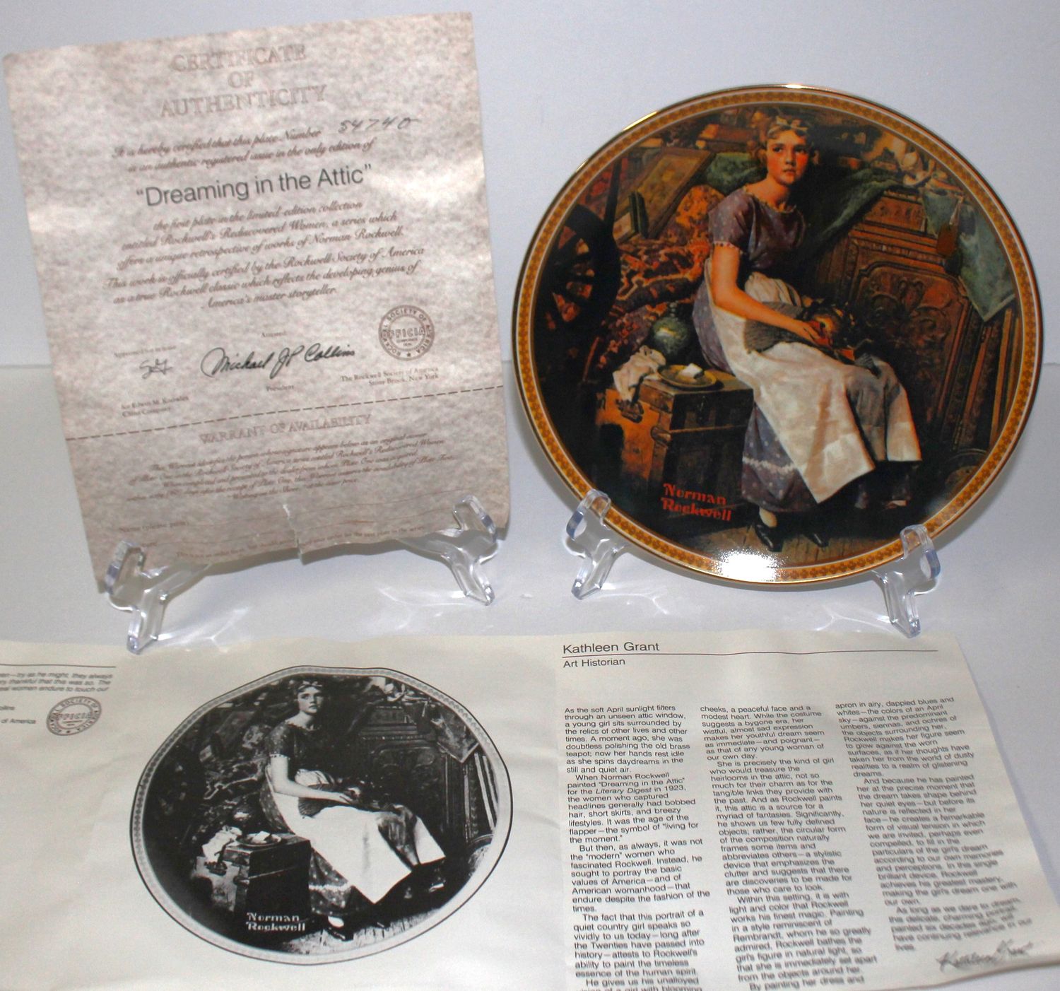 Norman Rockwell “DREAMING IN THE ATTIC” Rediscovered Women 1984 Collector Plate