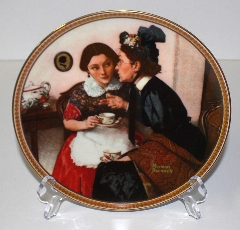 Rockwell “GOSSIPING IN THE ALCOVE” Rediscovered Women 1984 Collector Plate w/COA
