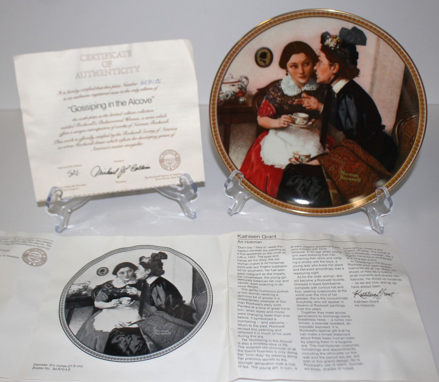 Rockwell “GOSSIPING IN THE ALCOVE” Rediscovered Women 1984 Collector Plate w/COA
