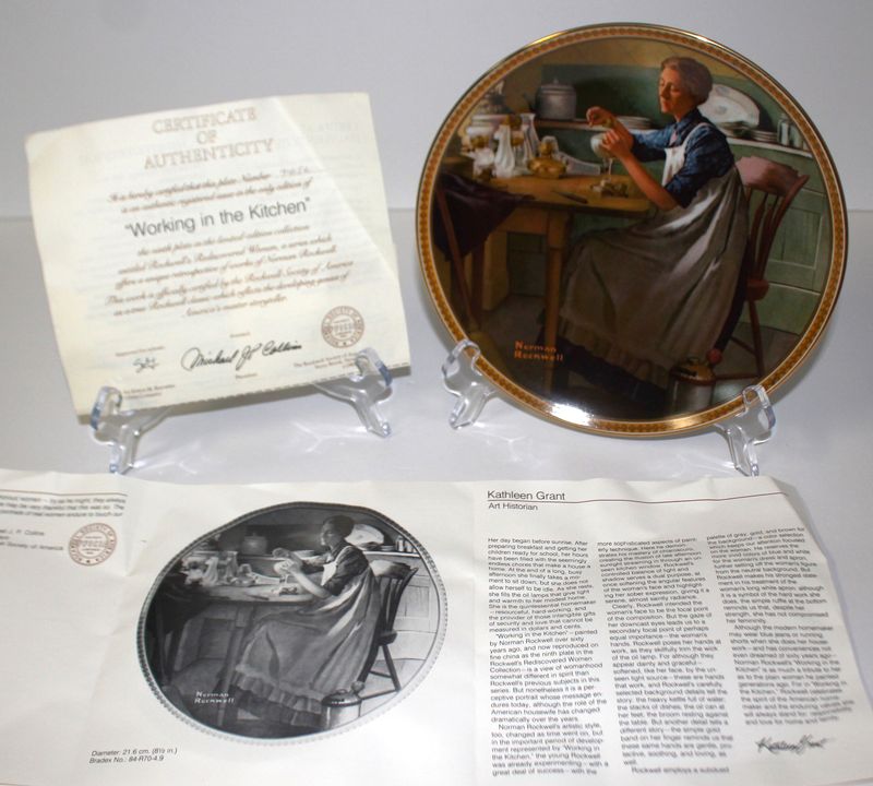 Norman Rockwell “WORKING IN THE KITCHEN” Rediscovered Women 1984 Collector Plate