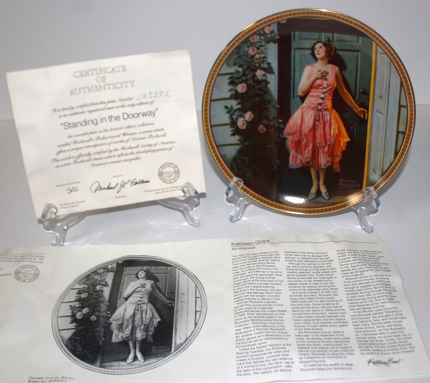 Rockwell “STANDING IN THE DOORWAY” Rediscovered Women 1984 Collector Plate w/COA