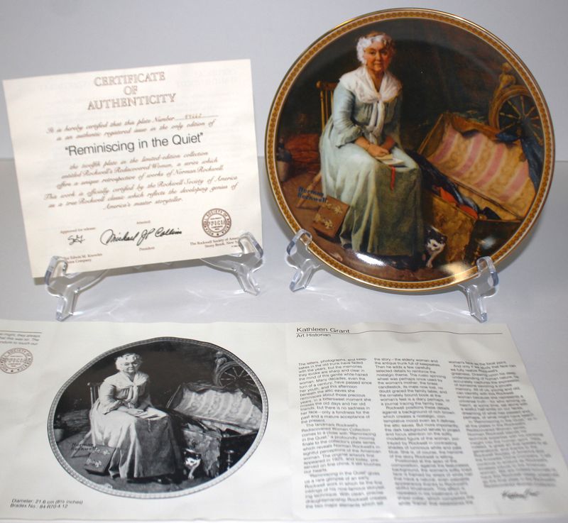 Rockwell “REMINISCING IN THE QUIET” Rediscovered Women 1984 Collector Plate, COA