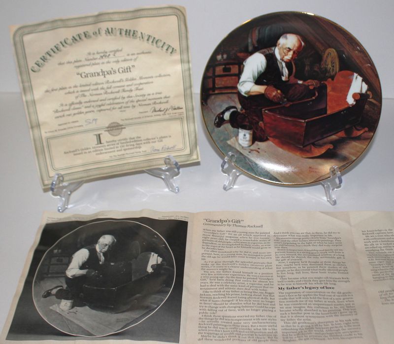 Norman Rockwell&#39;s Golden Moments “GRANDPA&#39;S GIFT” 1987 Collector Plate with COA
