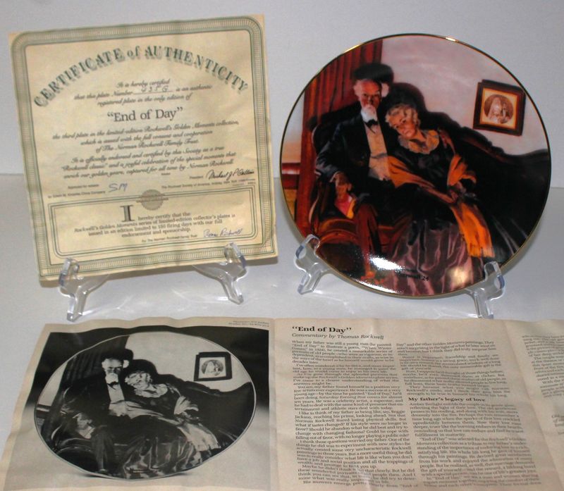 Norman Rockwell&#39;s Golden Moments “END OF DAY” 1988 Collector Plate with COA