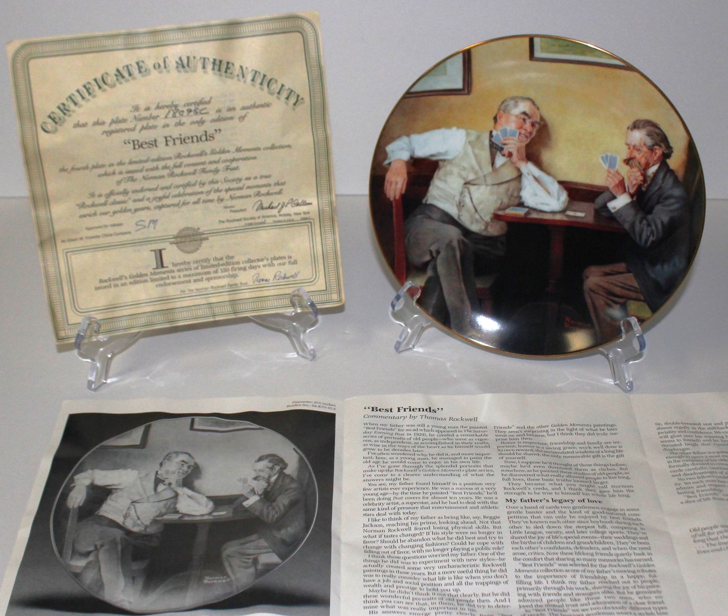 Norman Rockwell&#39;s Golden Moments “BEST FRIENDS” 1988 Collector Plate with COA