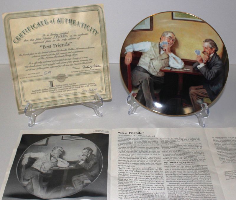 Norman Rockwell&#39;s Golden Moments “BEST FRIENDS” 1988 Collector Plate with COA