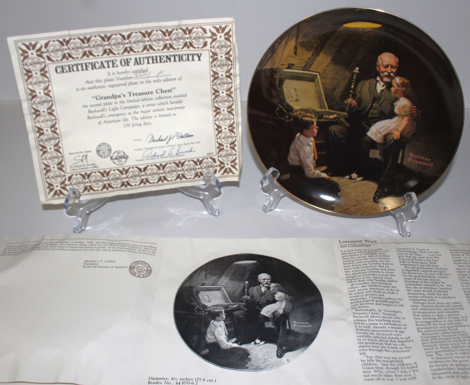 Norman Rockwell&#39;s Light Campaign “GRANDPA&#39;S TREASURE CHEST” 1983 Collector Plate