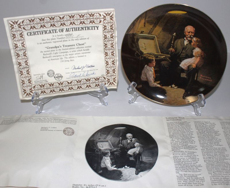 Norman Rockwell&#39;s Light Campaign “GRANDPA&#39;S TREASURE CHEST” 1983 Collector Plate
