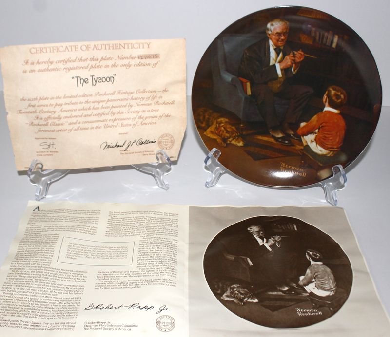 Norman Rockwell Heritage Collection “THE TYCOON” 1982 Collector Plate with COA