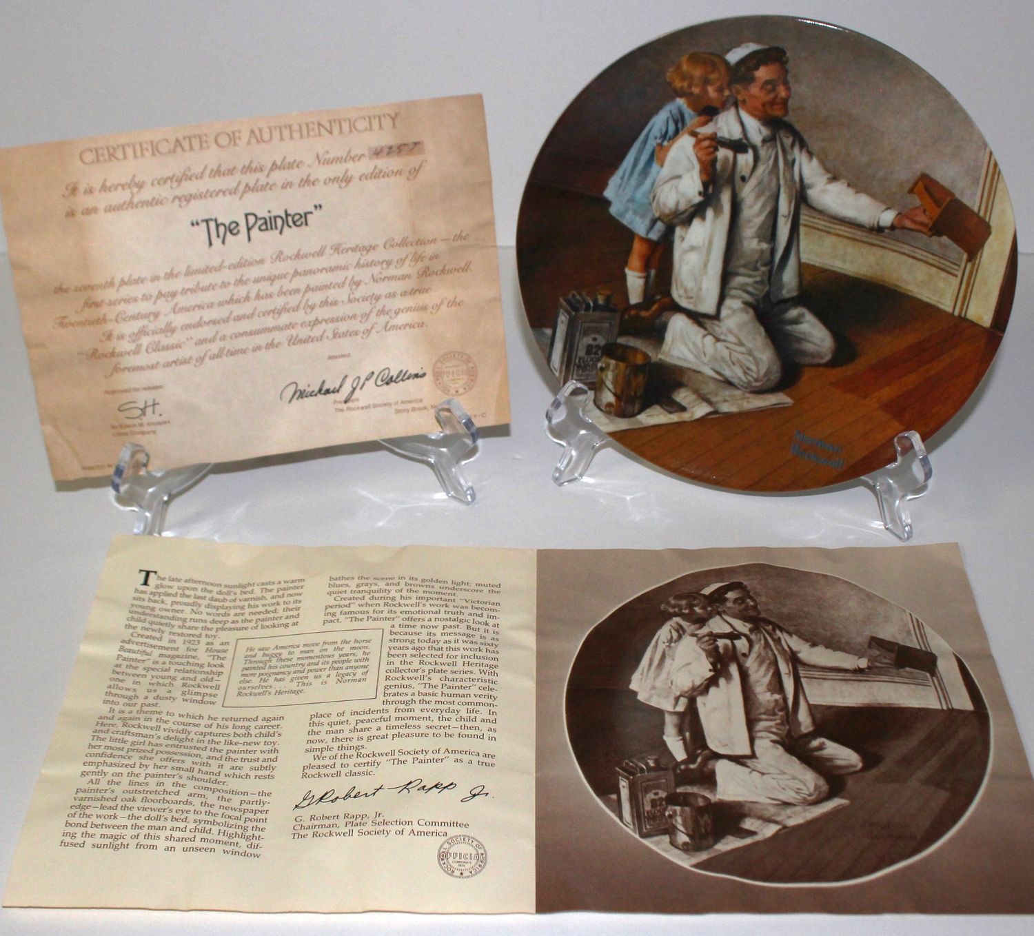 Norman Rockwell Heritage Collection “THE PAINTER” 1983 Collector Plate with COA