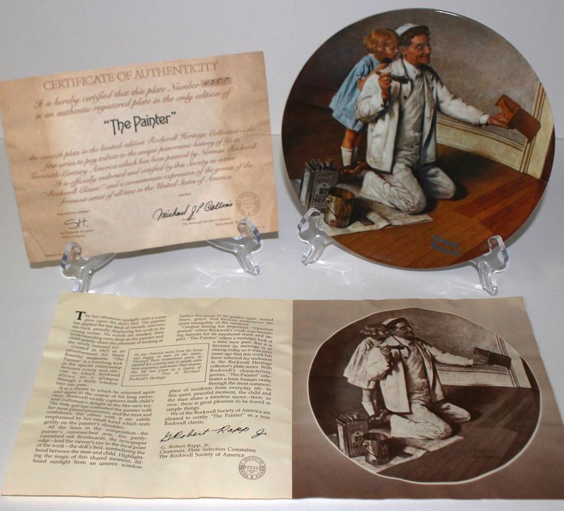 Norman Rockwell Heritage Collection “THE PAINTER” 1983 Collector Plate with COA