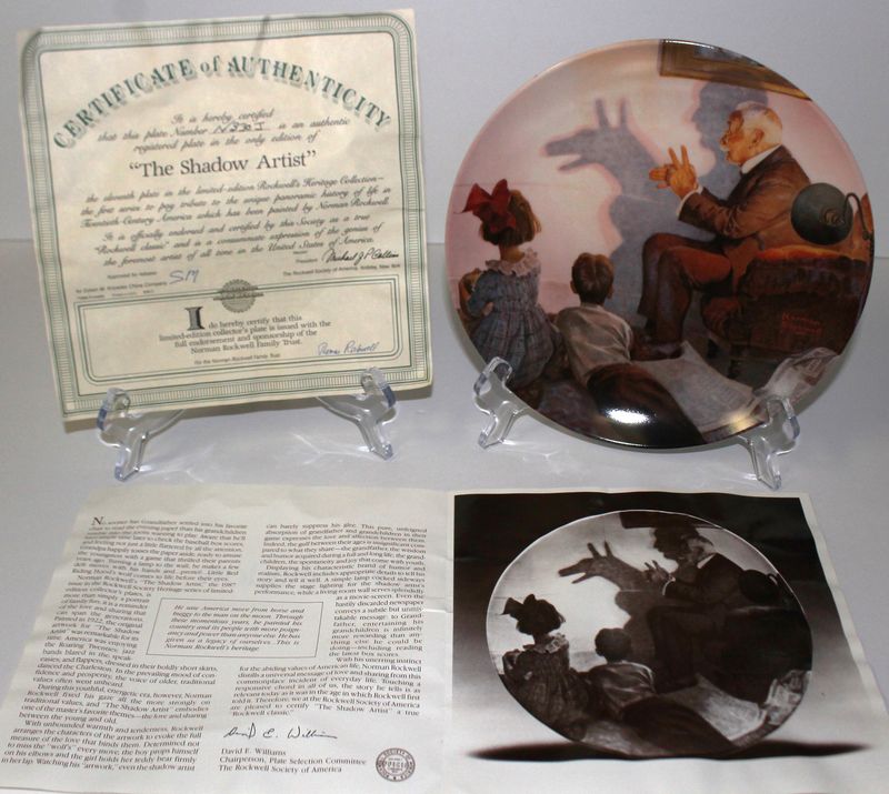 Norman Rockwell Heritage Collection “THE SHADOW ARTIST” 1987 Collector Plate