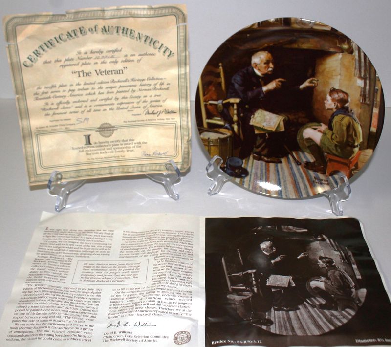 Norman Rockwell Heritage Collection “THE VETERAN” 1988 Collector Plate with COA