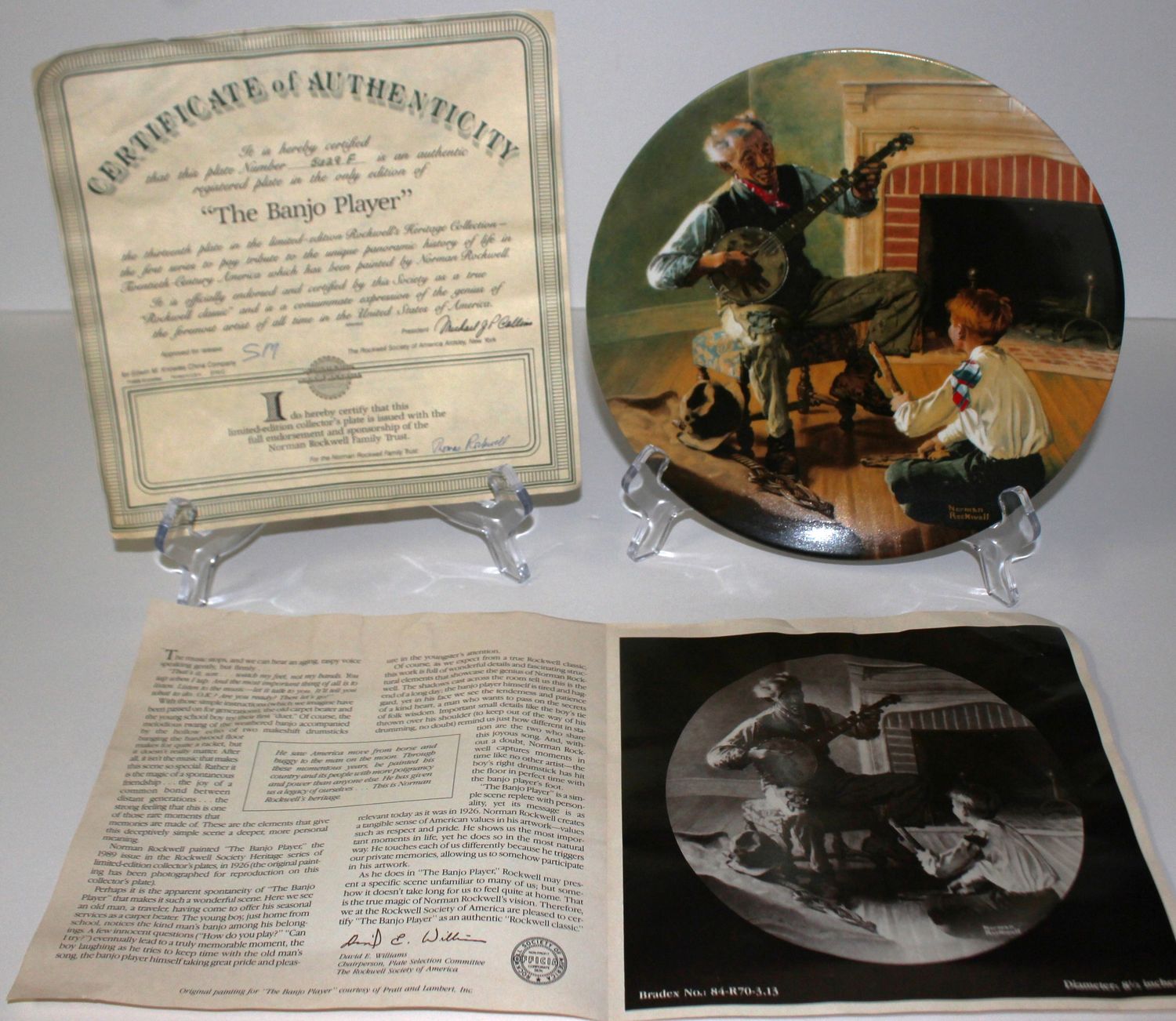 Norman Rockwell Heritage Collection “THE BANJO PLAYER” 1989 Collector Plate, COA