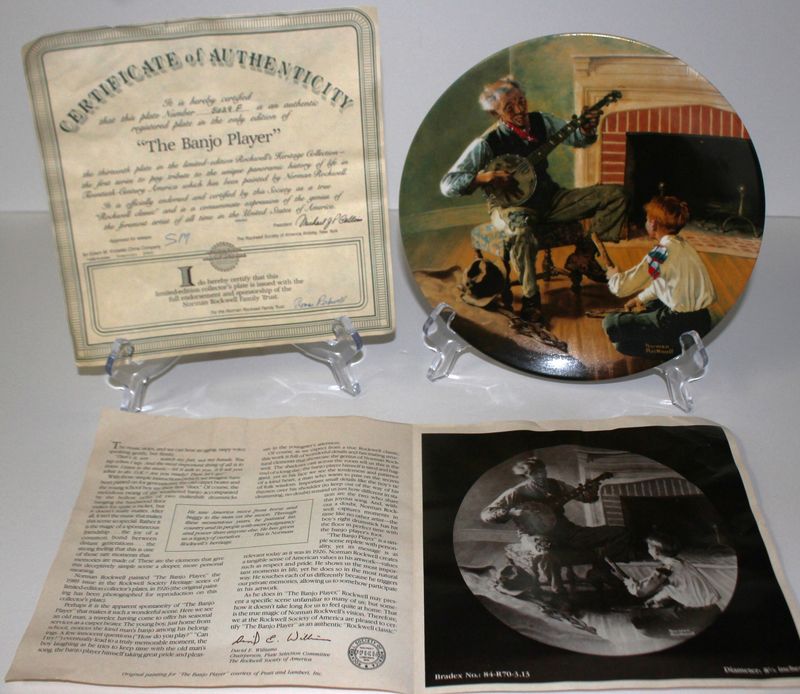 Norman Rockwell Heritage Collection “THE BANJO PLAYER” 1989 Collector Plate, COA