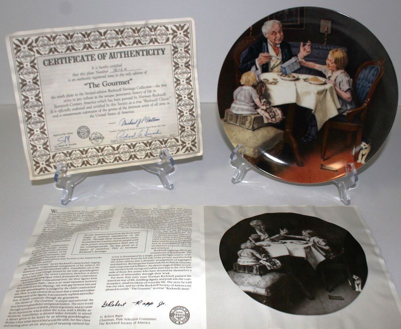 Norman Rockwell Heritage Collection “THE GOURMET” 1984 Collector Plate with COA