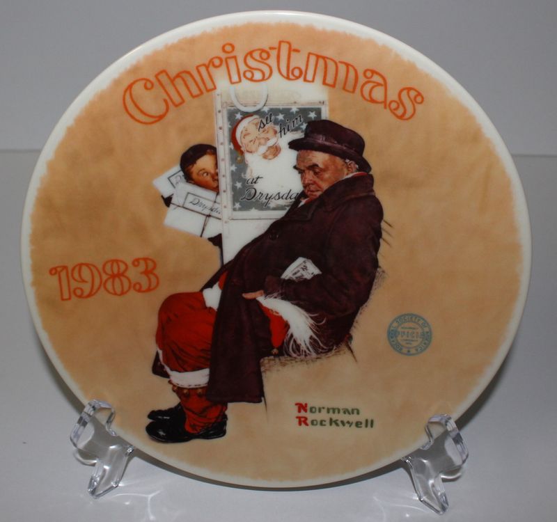 Norman Rockwell “SANTA IN THE SUBWAY” 1983 Annual Christmas Collector Plate, COA