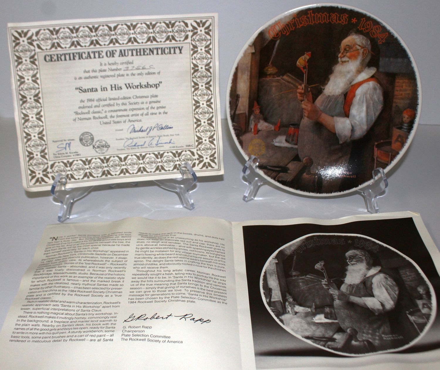 Norman Rockwell “SANTA IN HIS WORKSHOP” 1984 Annual Christmas Collector Plate
