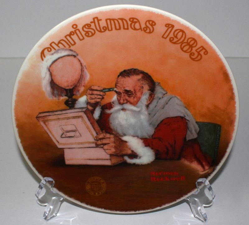 Norman Rockwell “GRANDPA PLAYS SANTA” 1985 Annual Christmas Collector Plate, COA