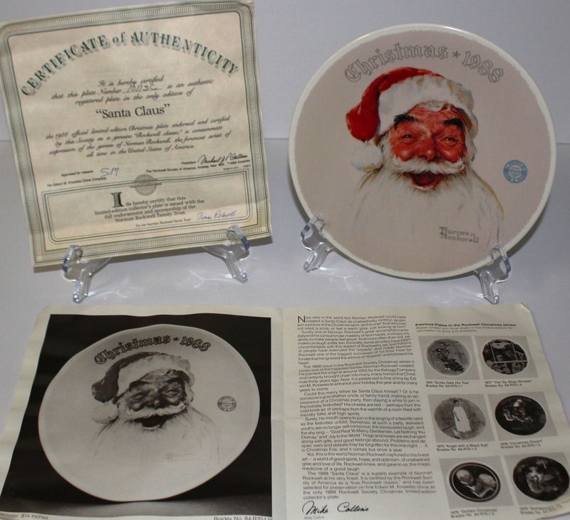Norman Rockwell “SANTA CLAUS&quot; 1988 Annual Christmas Collector Plate with COA