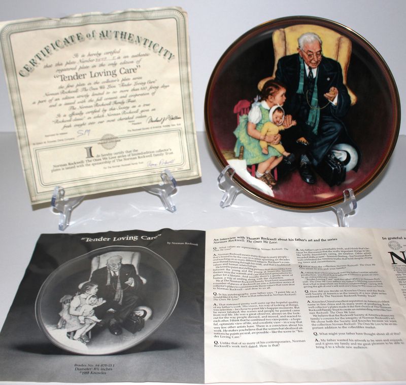 Norman Rockwell “TENDER LOVING CARE” The Ones We Love 1988 Collector Plate w/COA