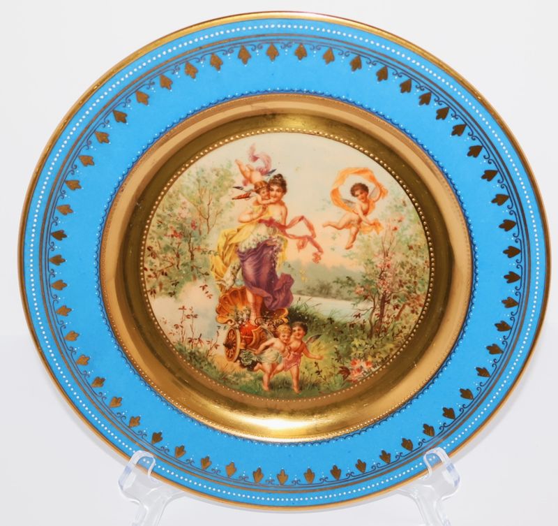 Royal Vienna Beehive “At Full Galopp” 10.75” Porcelain Cabinet Plate, Signed