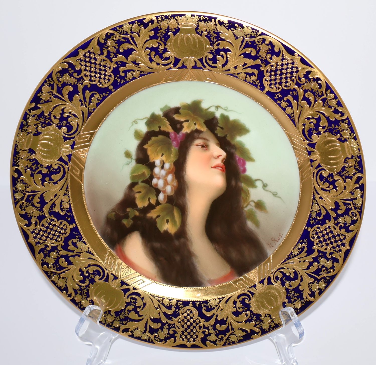 ​Royal Vienna Beehive 19th Century “Bachantin” Hand Painted 9.5&quot; Portrait Plate