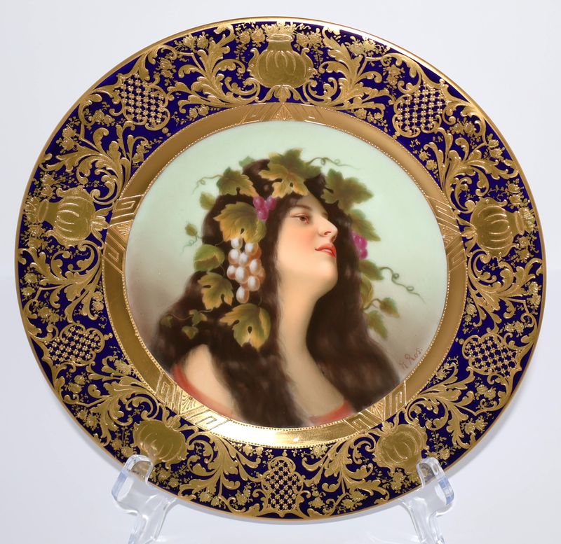 ​Royal Vienna Beehive 19th Century “Bachantin” Hand Painted 9.5&quot; Portrait Plate