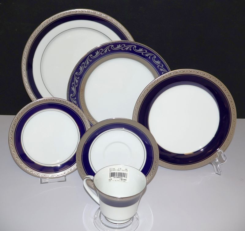 Noritake CRESTWOOD Cobalt Platinum 6-Piece Place Setting  - New with Tags