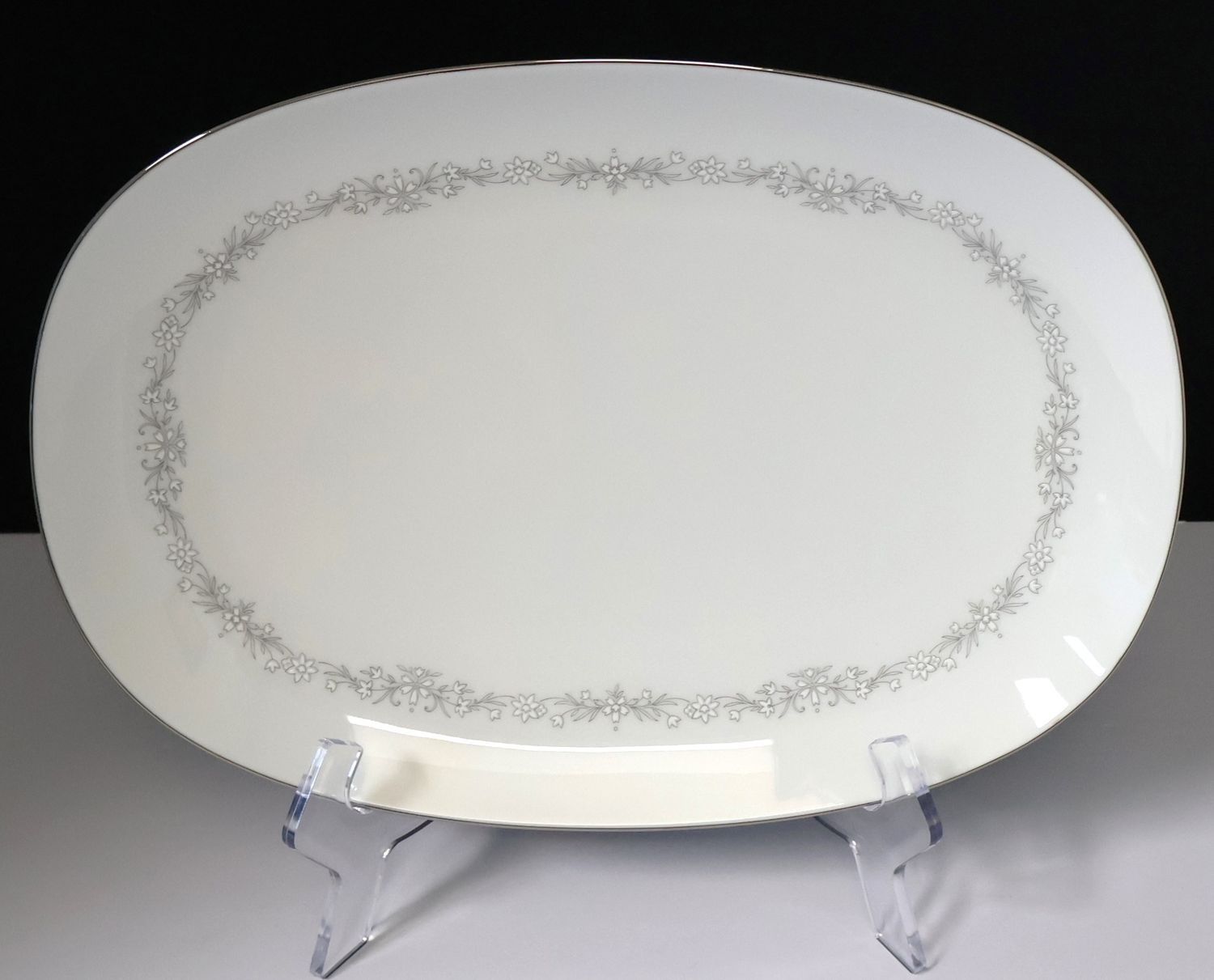 Noritake AMY 2154 White Flowers 13&quot; Oval Serving Platter, Japan