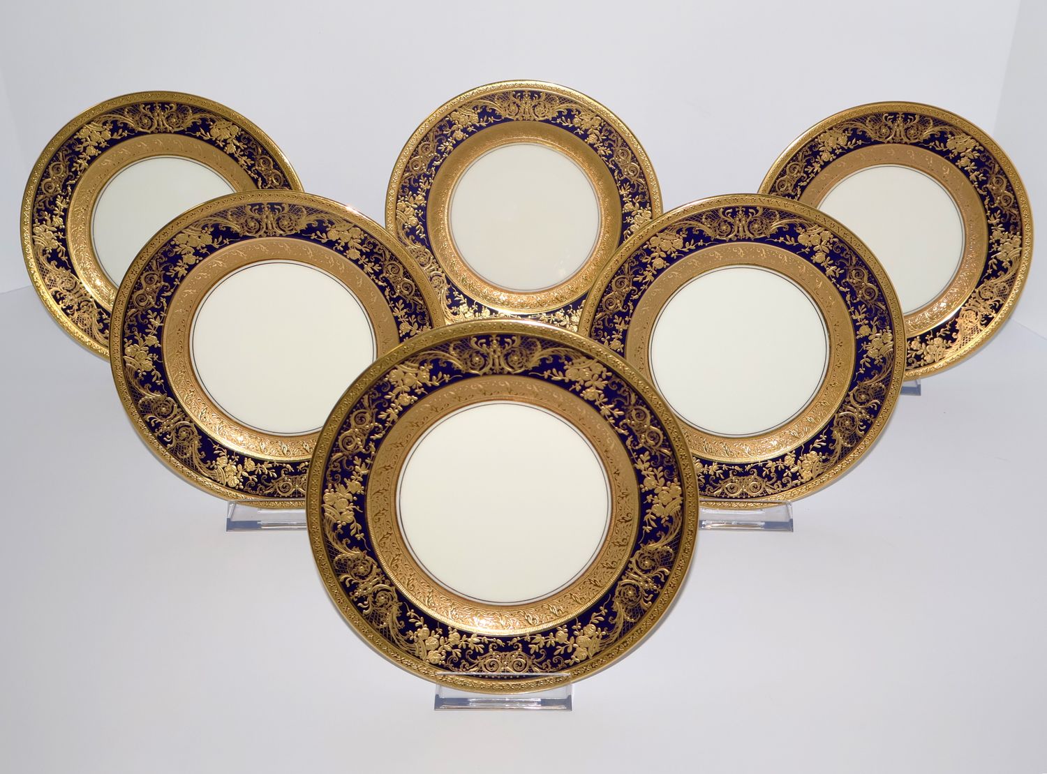 Charles Ahrenfeldt Limoges Depose Cobalt &amp; Gold (Set of 6) Bread &amp; Butter Plates