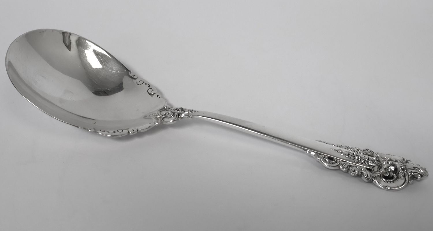 Wallace Grande Baroque Sterling Silver 9 1/4” Salad Serving Spoon – No Monogram