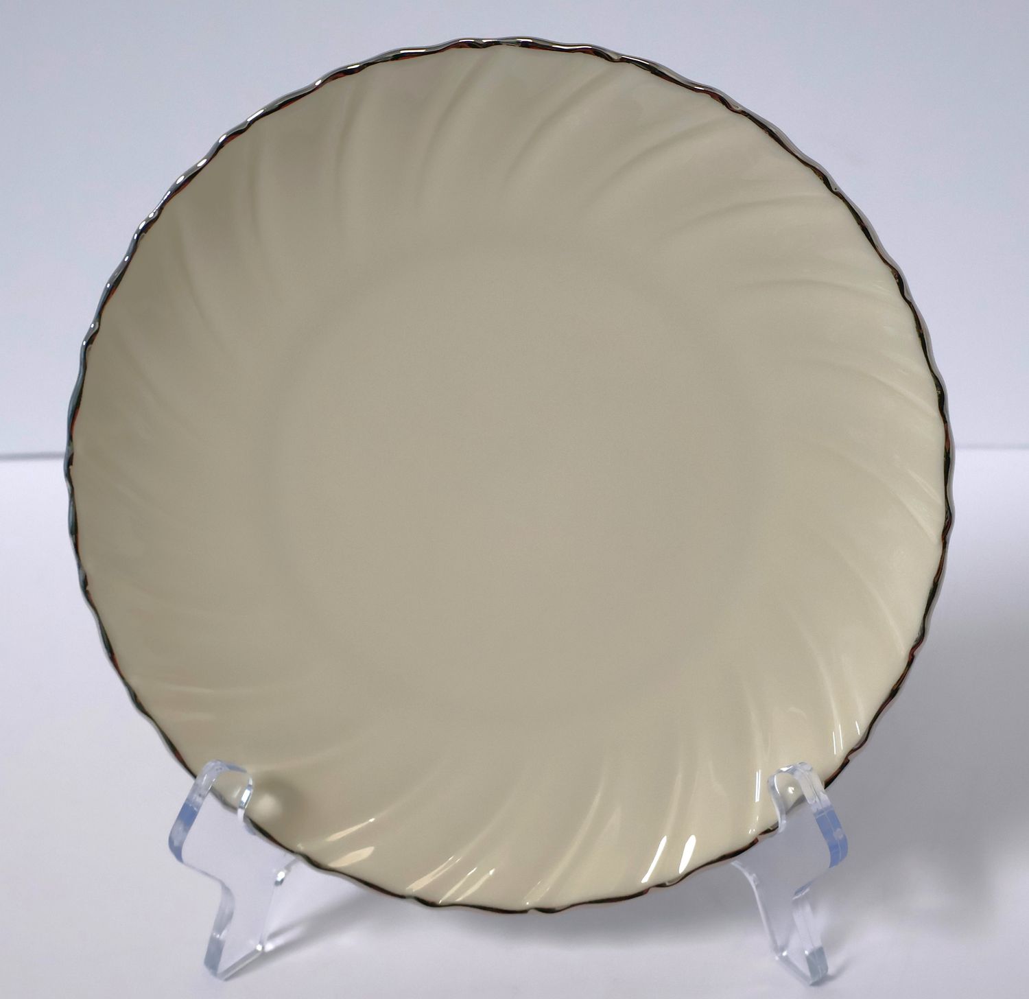Lenox Weatherly 8&quot; Ivory Salad Plate with Swirl Pattern and Platinum Rim